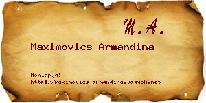 Maximovics Armandina névjegykártya